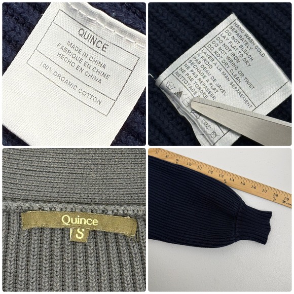 Quince Navy Blue Organic Cotton Oversized Cardigan Sweater - Small - Picture 3 of 7